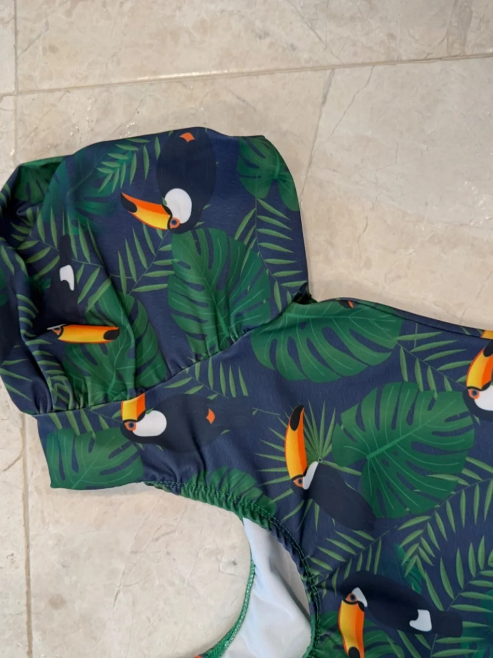 Princess C by F. Fantagiro Girls Toucan Tropical One Piece Swimsuit Size 10